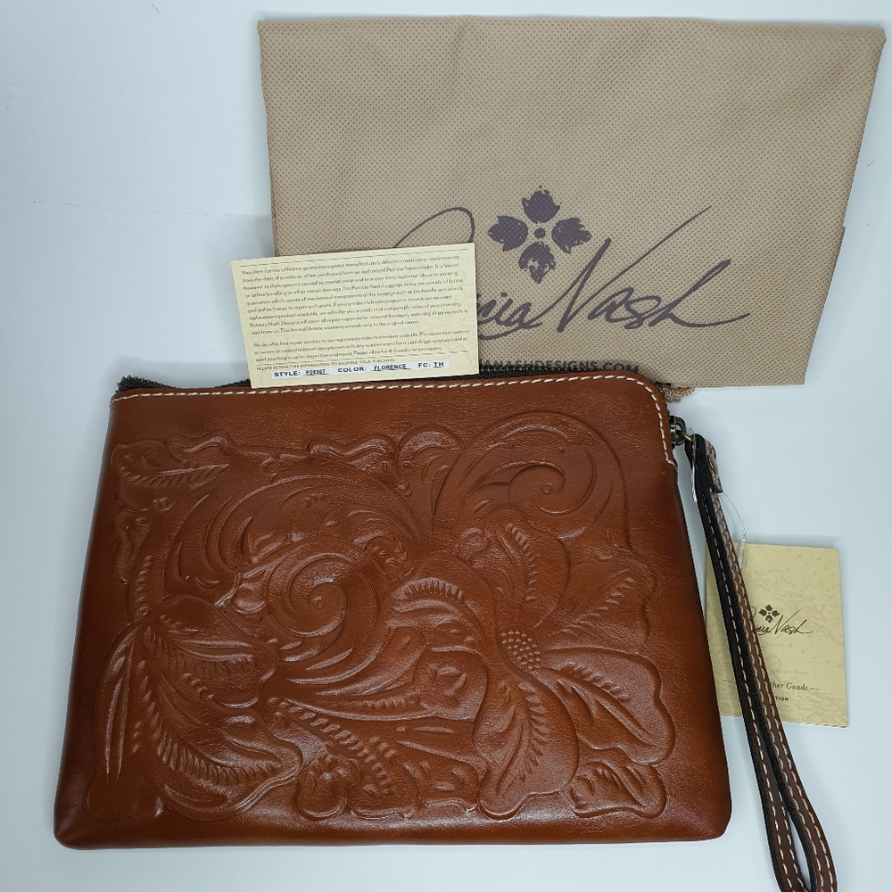 Patricia Nash Tooled Cassini Wristlet  NWT plus FREE GIFT
